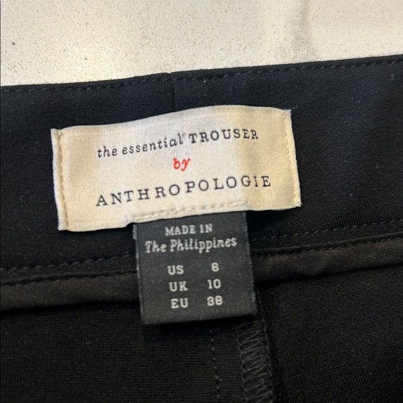 ANTHROPOLOGIE The Essential Trouser Black Flare Leg High Rise Twill Pants 8 - Picture 2 of 16